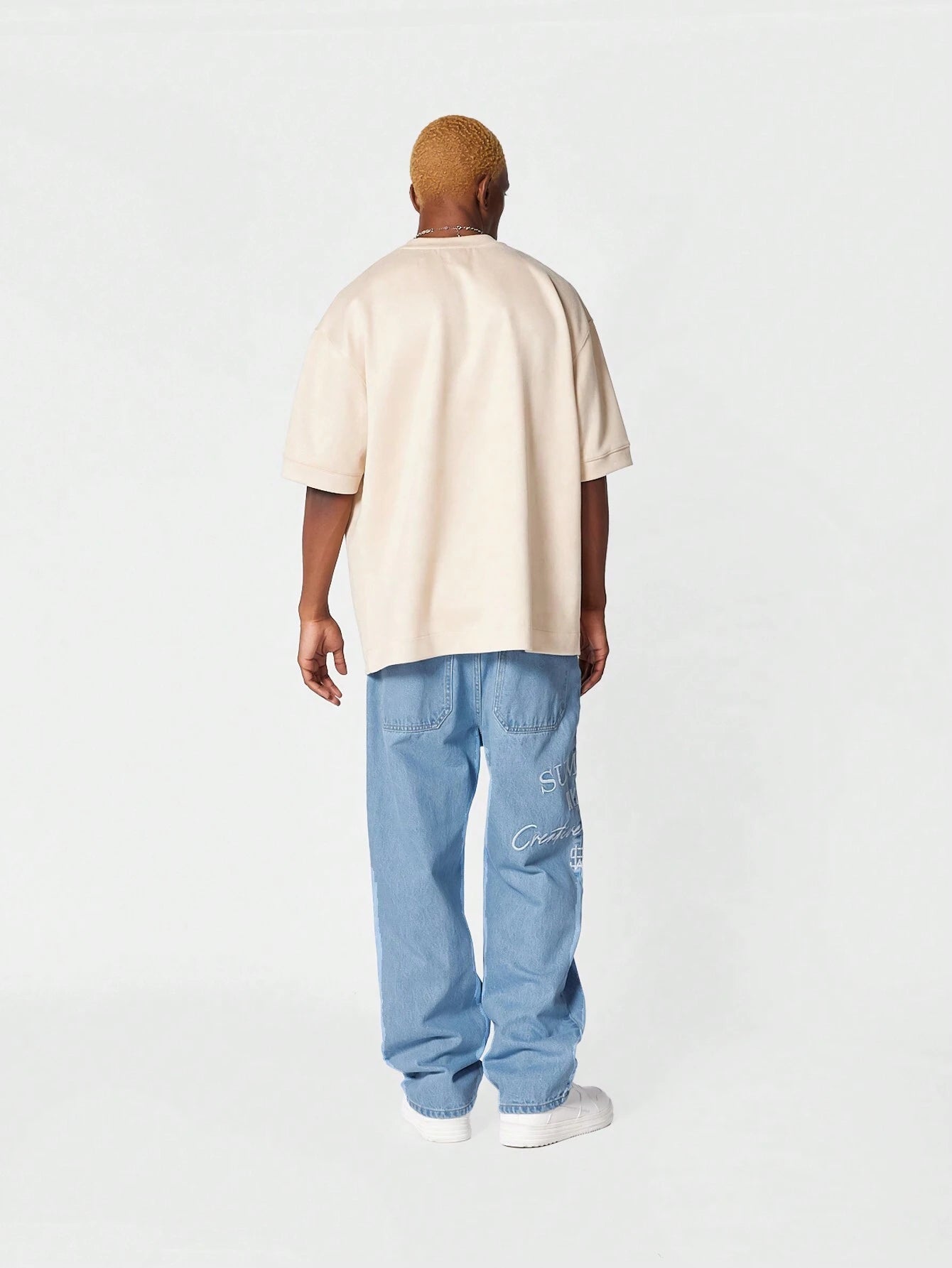 Calça DROPSTREET Denim reta com bordado