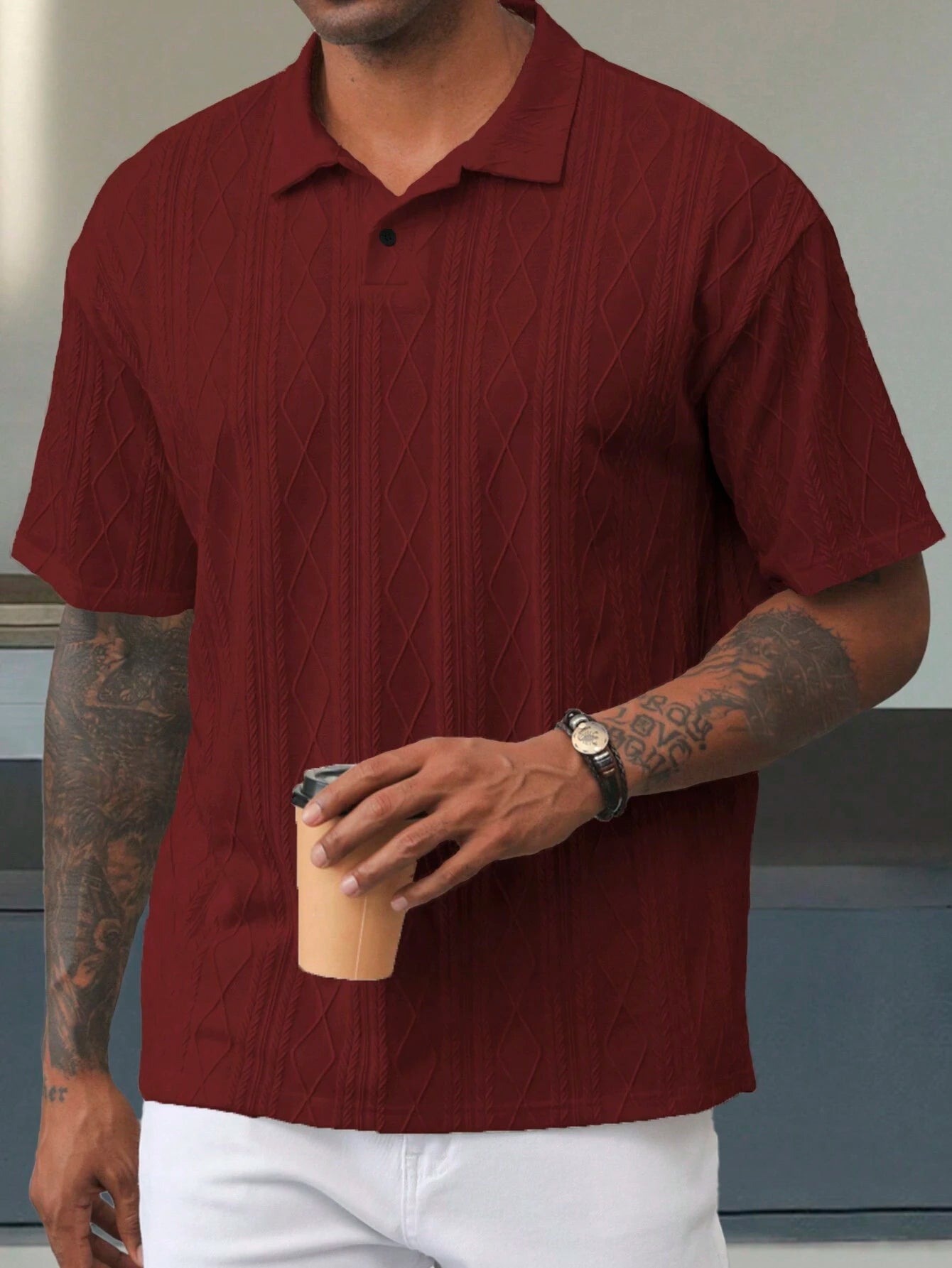 Camisa CasualCool Polo de Manga Curta Casual/Escritório