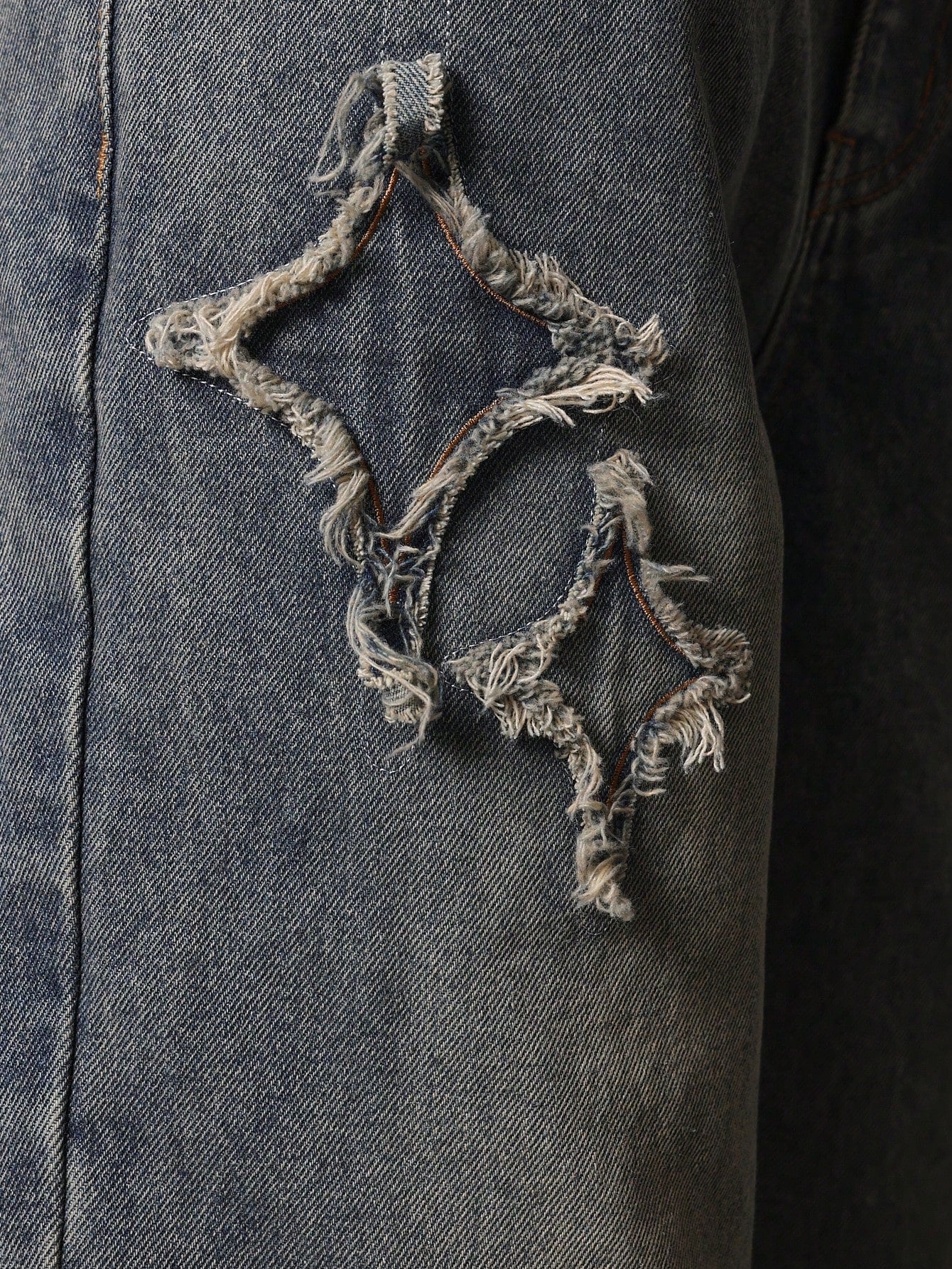 Calça DROPSTREET Denim Solto com Aplicação Stars