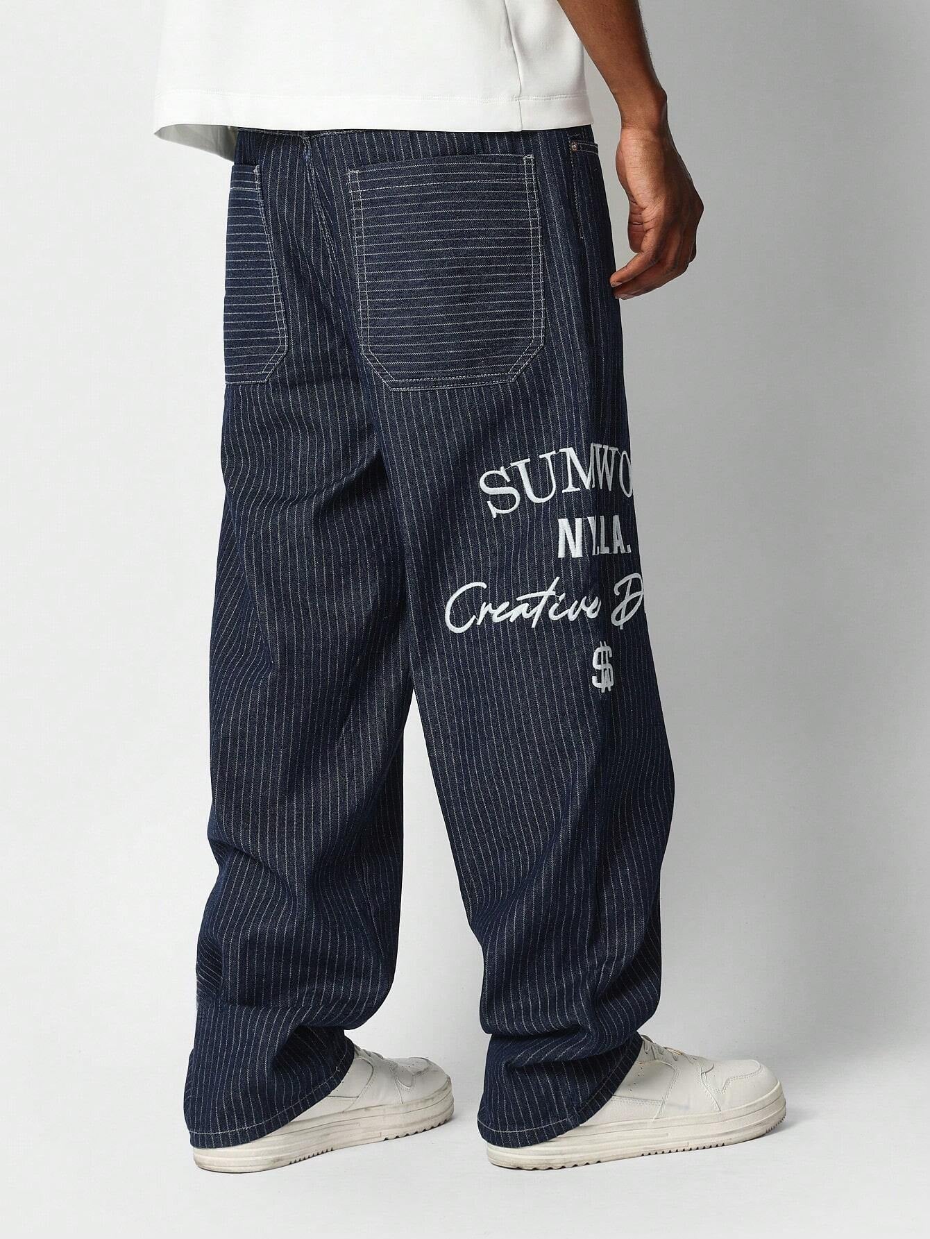 Calça DROPSTREET Denim reta com bordado