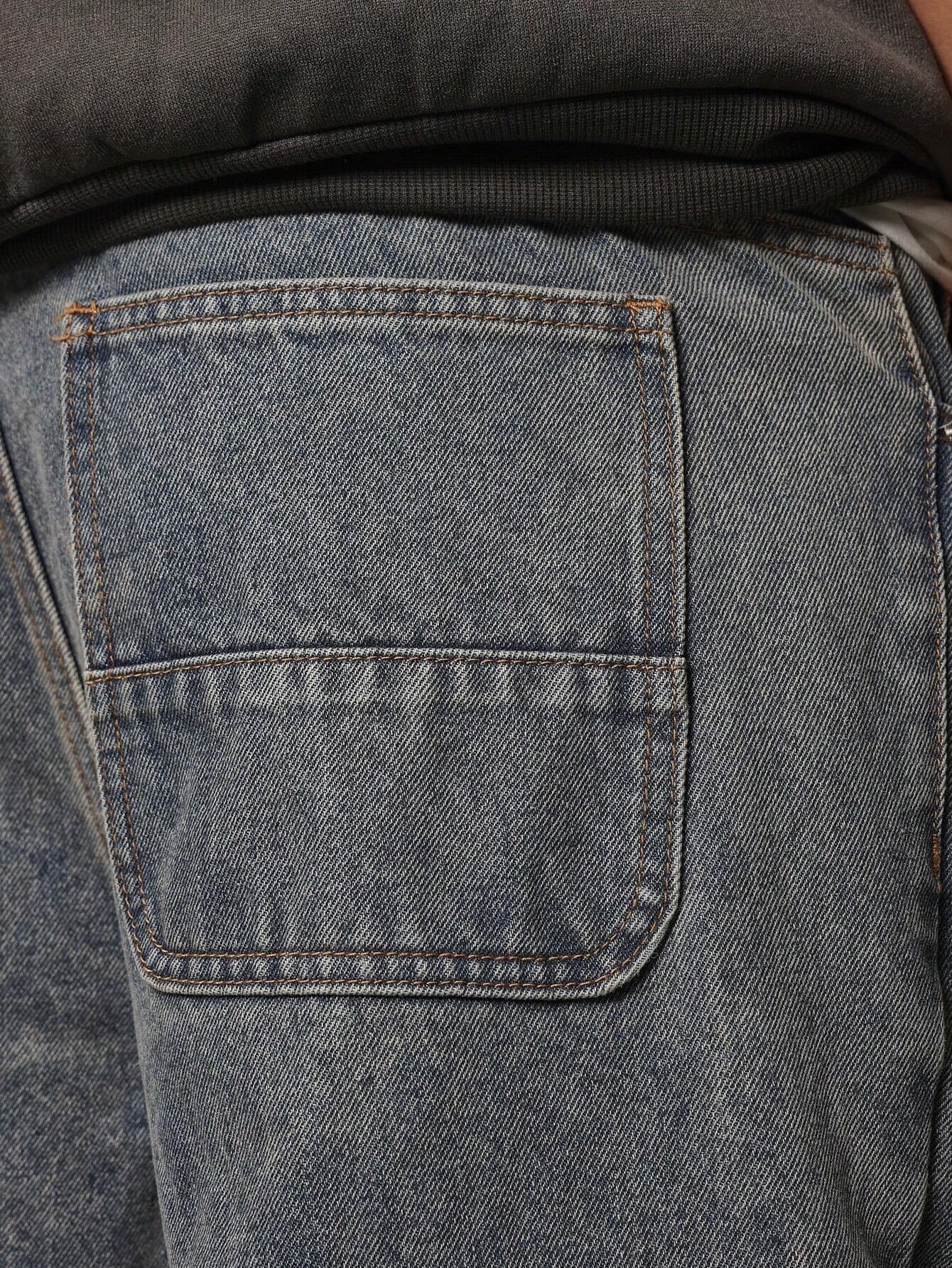 Calça DROPSTREET Denim Solto com Aplicação Stars