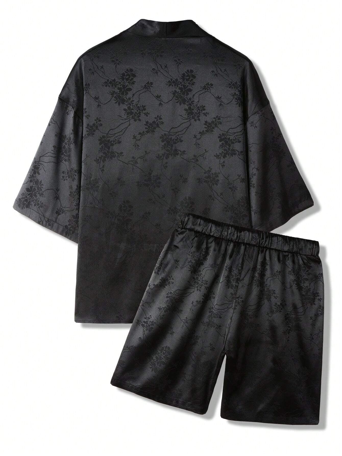 Conjunto DROPSTREET Hypemode Camisa e Shorts Estampa Floral Jacquard