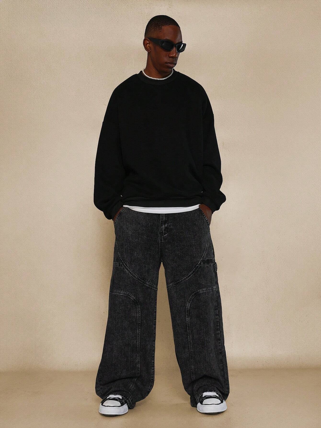 Calça DROPSTREET Denim Reta Anos 90 com Painéis Curvos