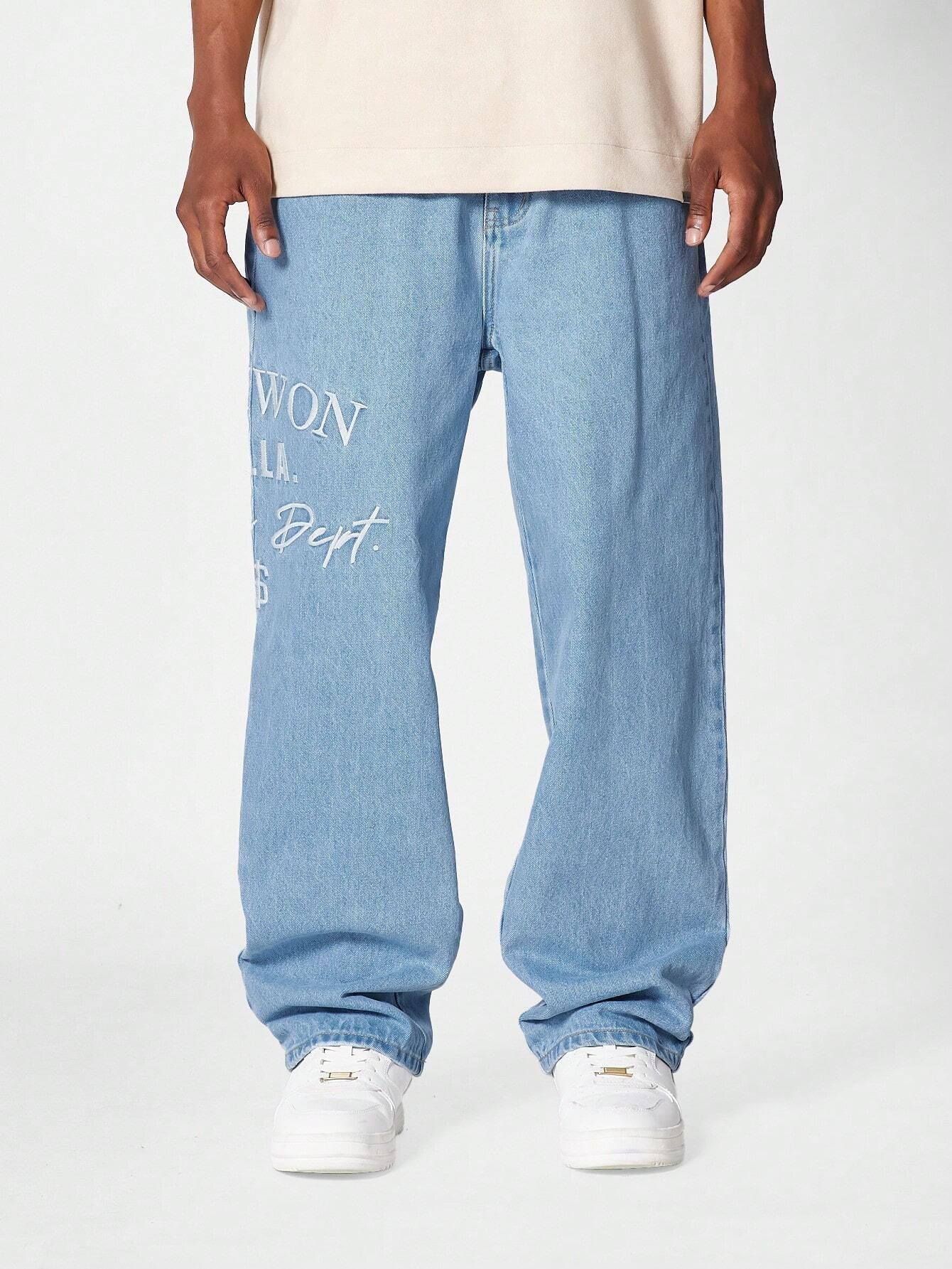 Calça DROPSTREET Denim reta com bordado