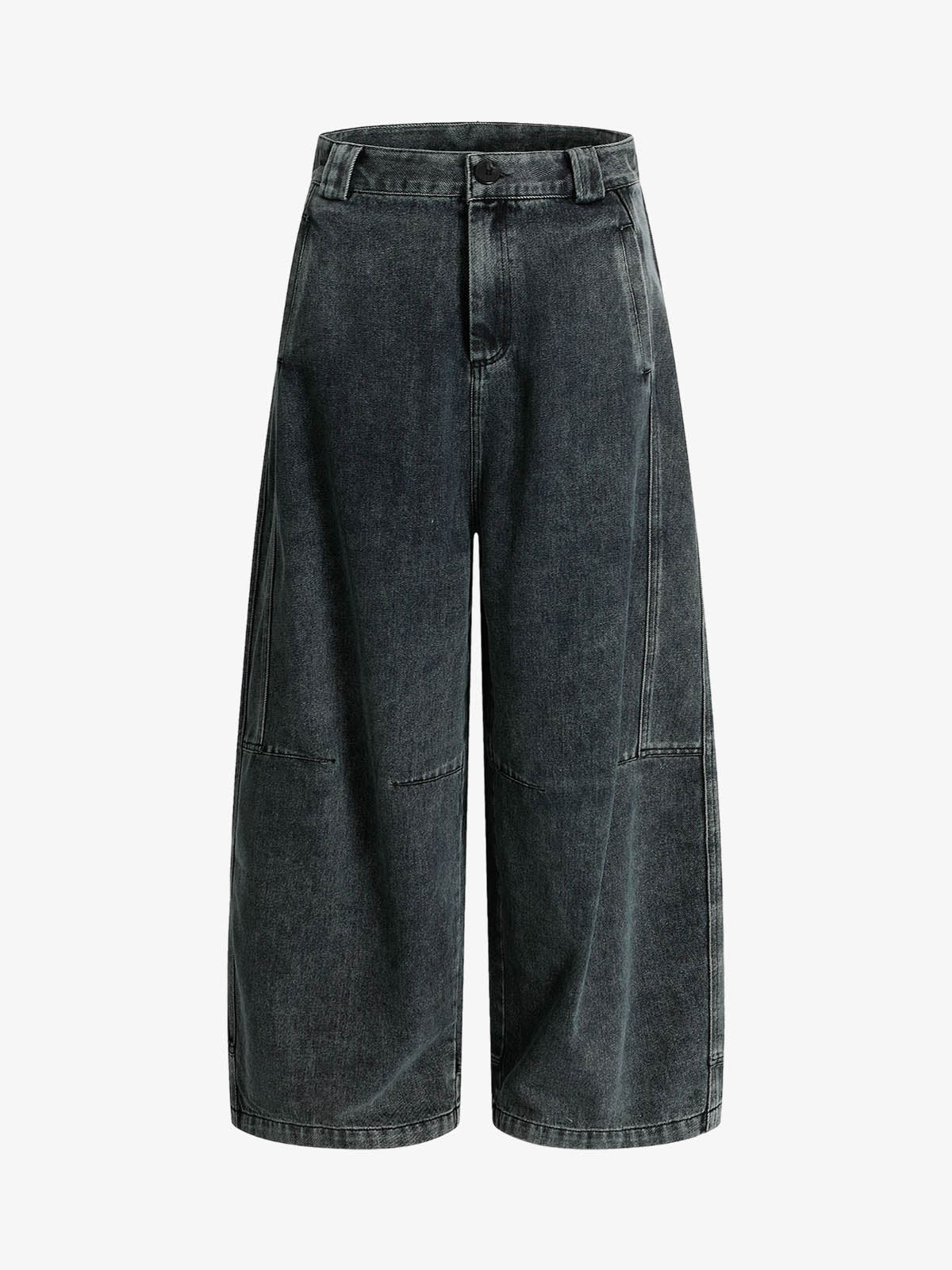 Washed Dirty Dyed Pleated Barrel Jeans
