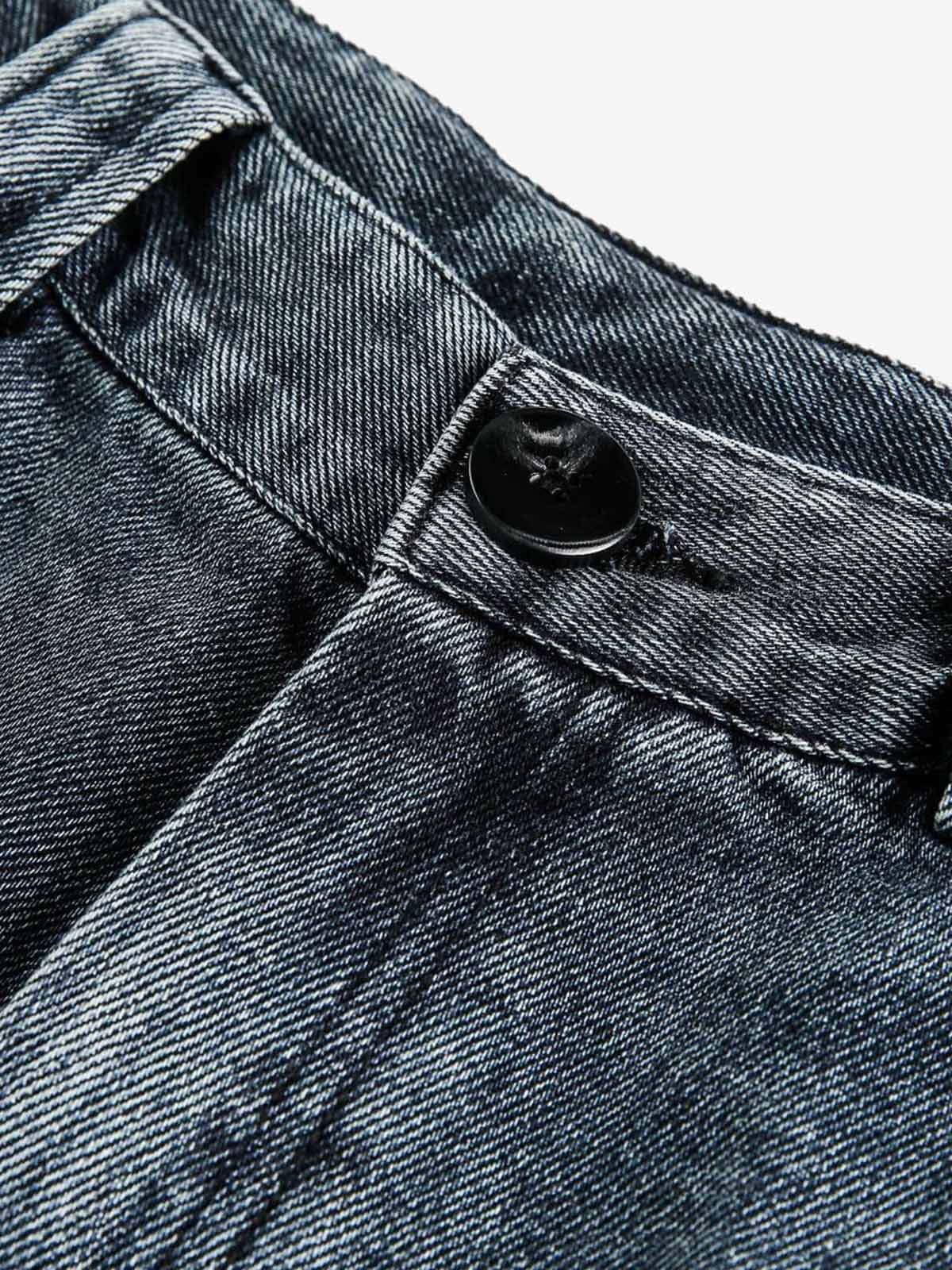 Washed Dirty Dyed Pleated Barrel Jeans