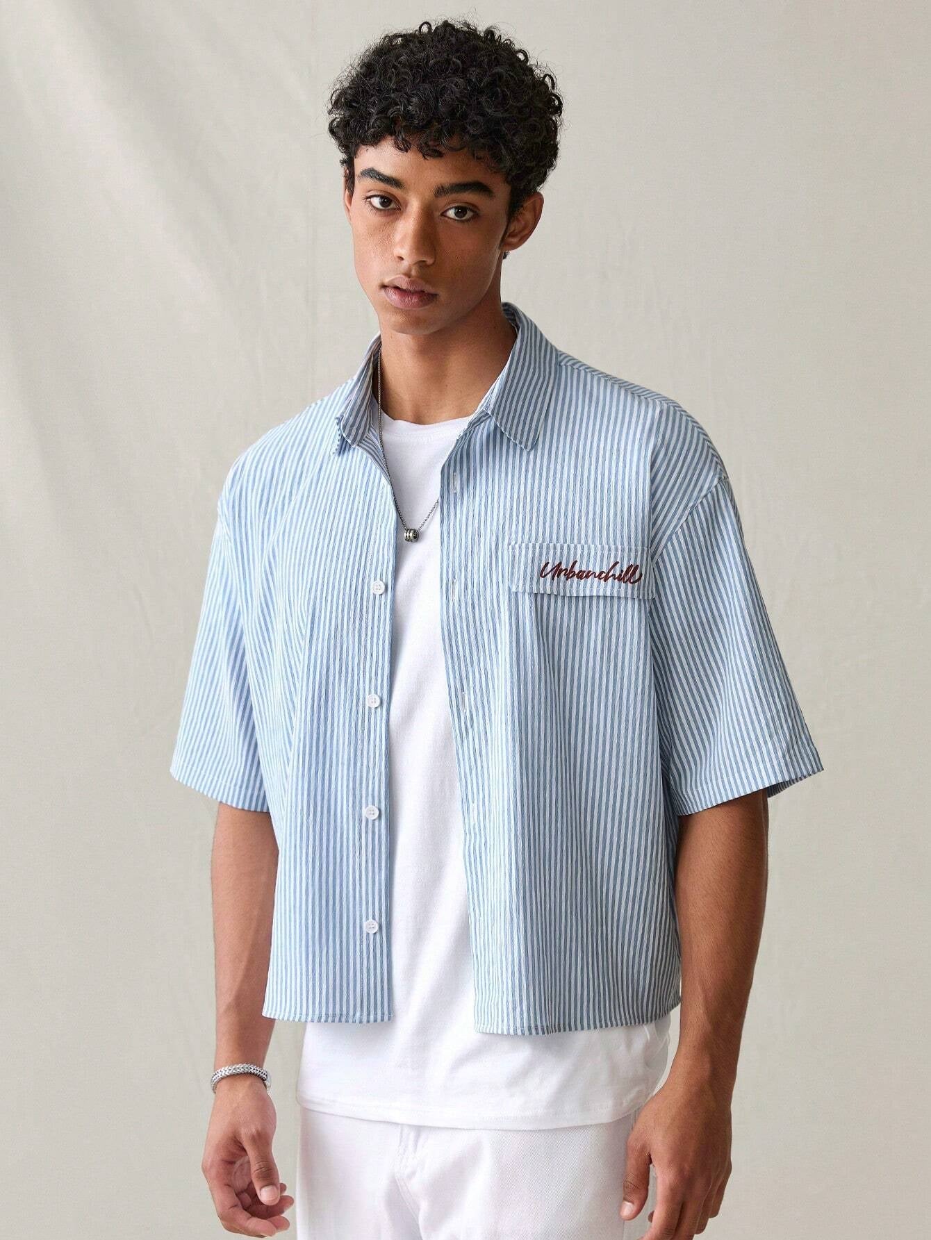 Camisa UrbanChill StreetEZ de manga curta listrada