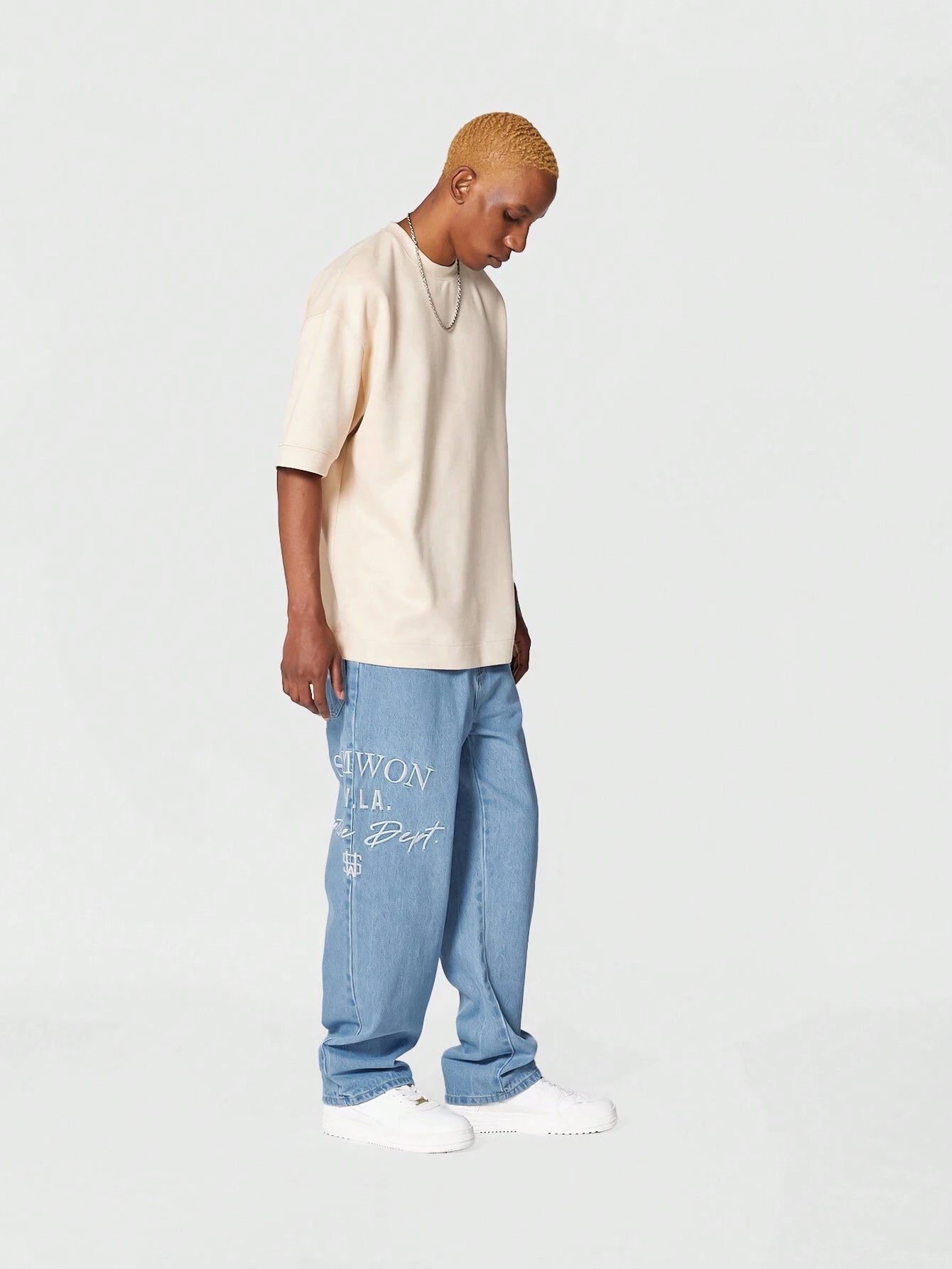 Calça DROPSTREET Denim reta com bordado