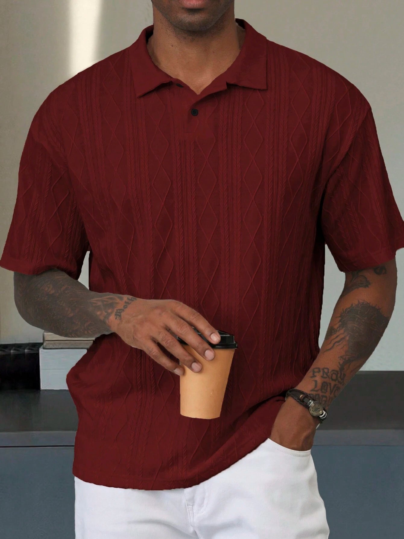 Camisa CasualCool Polo de Manga Curta Casual/Escritório
