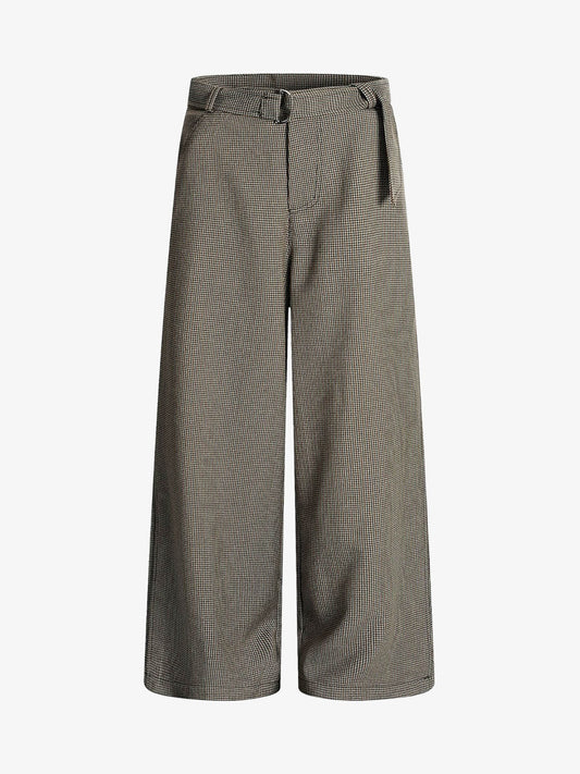 Belted Houndstooth Blazer Pants