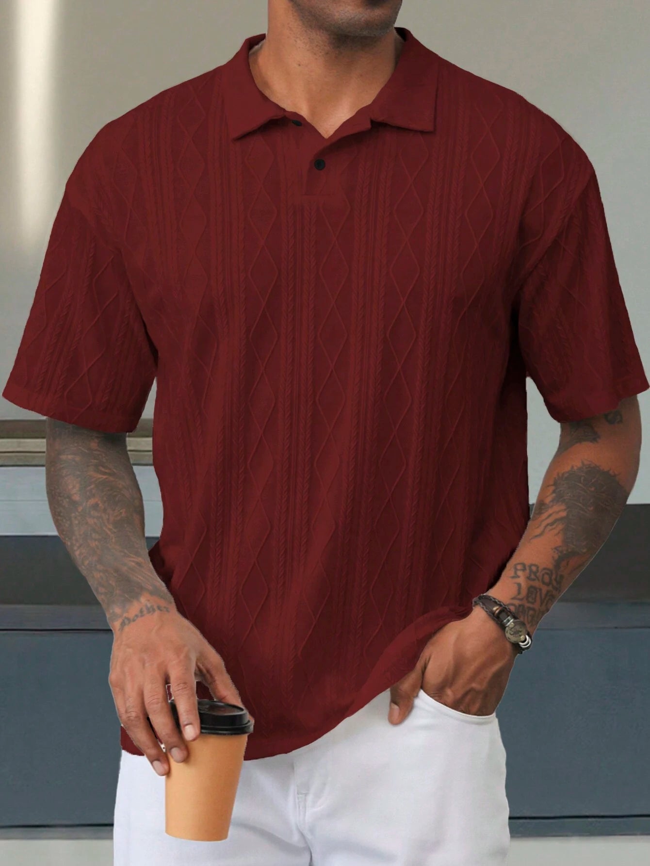 Camisa CasualCool  Polo de Manga Curta Casual/Escritório