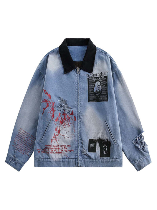 Jaqueta Ripped Graffiti Washed